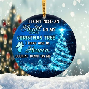 Memory I Don't Need An Angel Ornament Png, Round Christmas Ornament, PNG Instant Download, Xmas Ornament Sublimation Designs Downloads