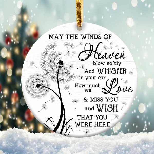 May the Winds of Heaven Memory Ornament Png, Round Christmas Ornament, PNG Instant Download, Xmas Ornament Sublimation Designs Downloads