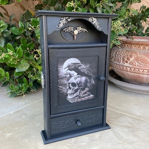 Gothic wall organizer Key and Jewelry Black Wall decor Raven wall cabinet, Witchcraft Box, Gothic Gift, Gothic furniture