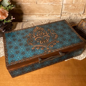 Blaue Teebox 8 Fächer, Aufbewahrungsbox, Teebeutelhalter, Schmuckschatulle für Frauen, Küchendekoration, Weihnachtsgeschenk, Geschenk für sie