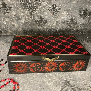 Sun and moon Storage Box, Wooden Jewelry box &quot;Witchy Moon&quot;, Tarot Card Box, Spiritual Tools, Gift for Witch, Box for Witchcraft