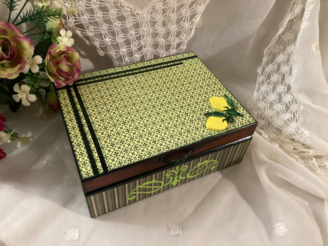 Handmade Lemon Tea Box, Wooden Keepsake Storage, Kitchen Gift - Etsy