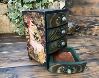 Mini Jewelry Chest of Drawers, Gothic Women's Jewelry Box, Storage chest, Trinket Drawers, Desktop Organizer, Birthday Gift for Women