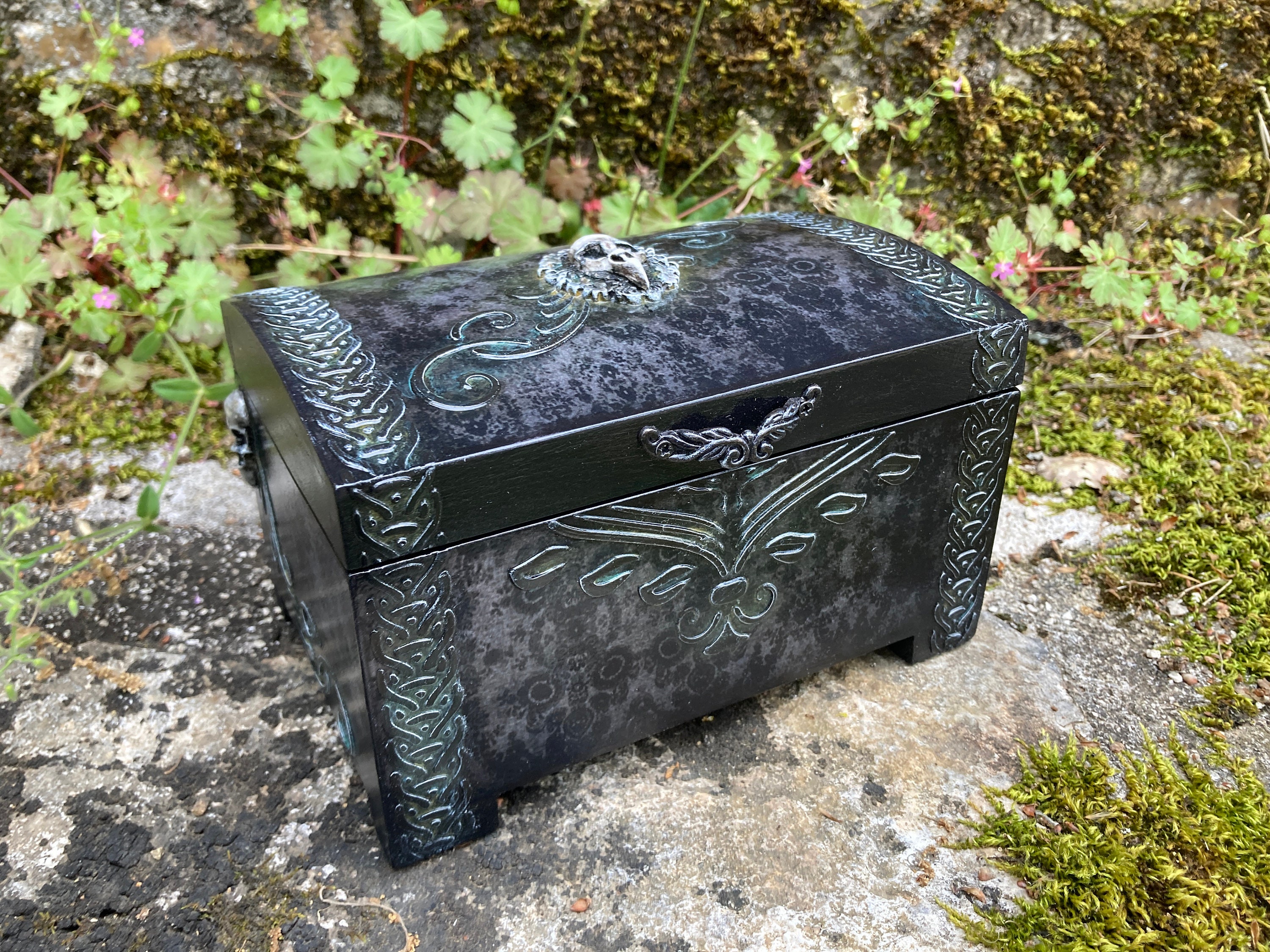 Black Gothic Jewelry Box, Raven Skull Trinket Box, Victorian Box ...