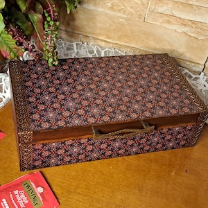 Tea Storage Box Wooden Tea Box for Kitchen or Housewarming Gift Tea Bag Organizer Box Gift for Mom and Tea Lover Gift, Trinket box, Tea time