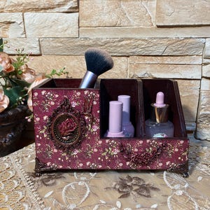 Flower Design Makeup Organizer, Make up brush holder, Table stand for pencils pens,  Handmade Desk Storage, Vanity Organizer