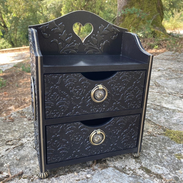 Mini commode à bijoux gothique, rangement pour armoire de sorcellerie, décoration d'intérieur gothique, boîte de sorcellerie, rangement pour maquillage, cadeau pour elle