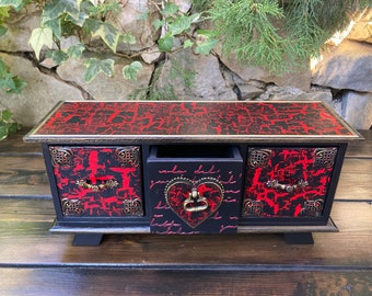 Mini Jewelry Chest of Drawers, Wooden Jewelry box, Witchcraft Box, Mini dresser , Gift for her, Drawers cabinet, Gothic Home decor