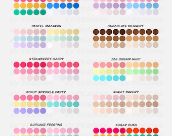 Tavolozze di colori Procreate Candy Dessert – Campioni di colore pastello brillanti e codici esadecimali (Download digitale)