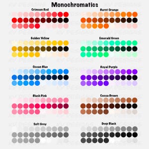 Paletas de cores monocromáticas para Procreate – 10 amostras minimalistas de tons neutros (download digital)