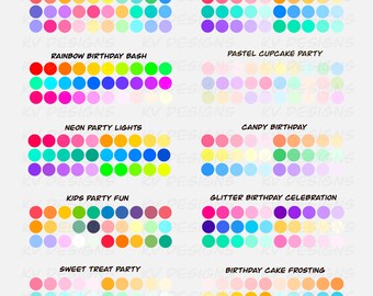 Pacchetto di palette di colori per compleanno su Procreate: 10 campioni di colore festivi con codici esadecimali (download digitale)