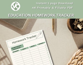 Back To School Homework Tracker, School Essentials, Organisers, Prepare For School, School Checklists, Printable/Instant Download, Templates