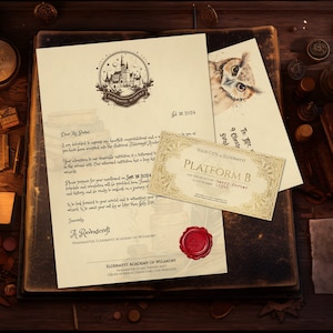 Carta de aceptación editable para escuela de magos, paquete de regalo para fanáticos de los magos, plantilla de regalo personalizada, descarga digital instantánea, imprimible