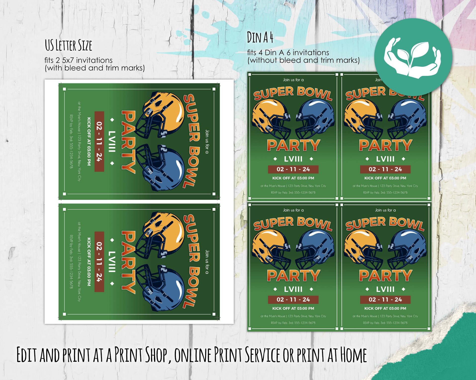 Editable Super Bowl Invitation, Superbowl Invite, Football Watch Party