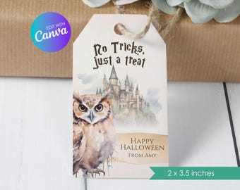 Editable Wizard Favor Tag, Halloween Wizard Magic, Thank You Gift Tag, Personalized Canva Template, Digital, Instant Download, Printable