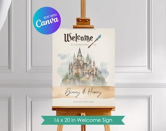 Editable Wizard Wedding Welcome Sign, Wizard Wedding Sign, Personalized Canva Template, Instant Download, Printable, W001