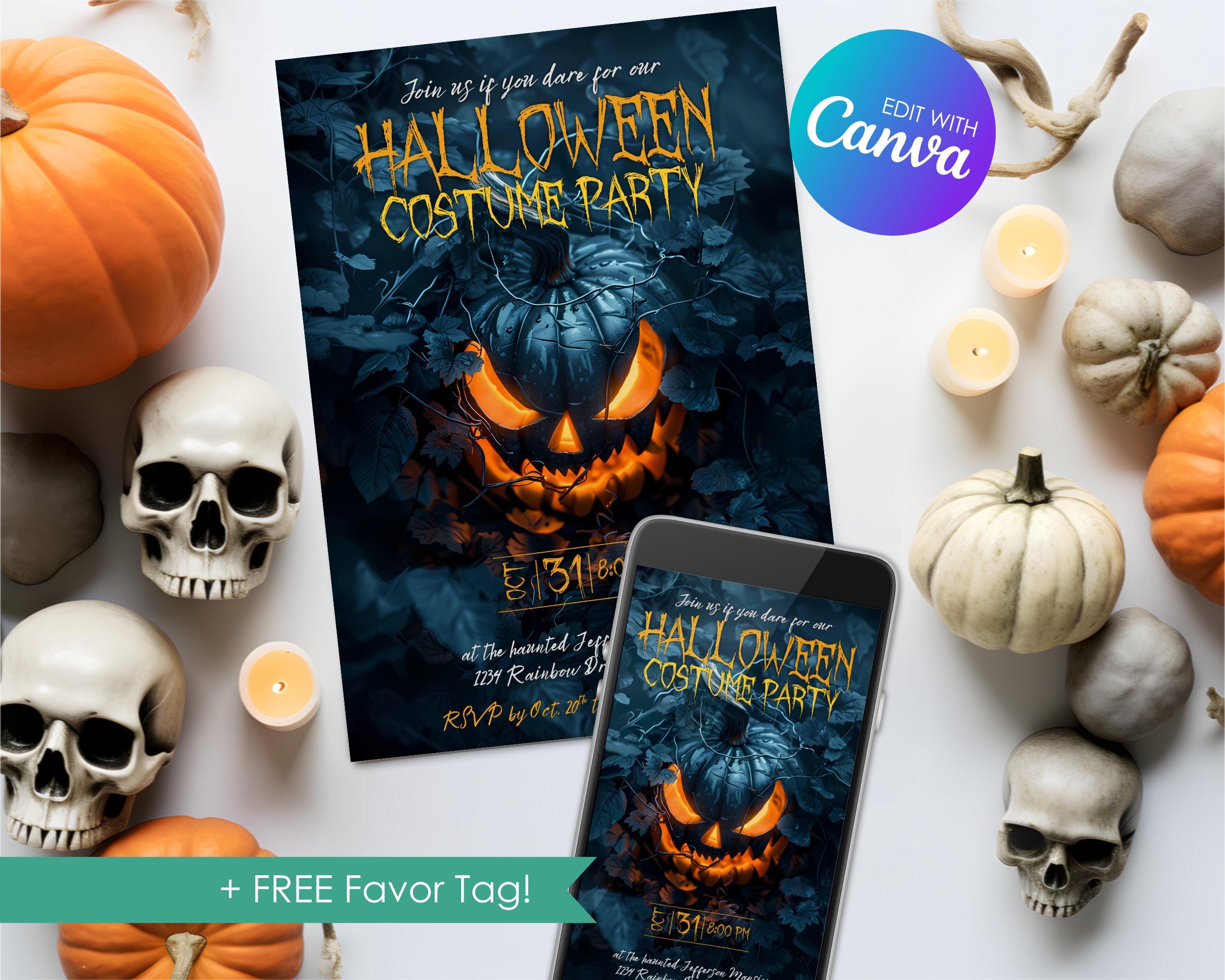 Editable Jack O Lantern Invitation, Halloween Costume Party Invite ...