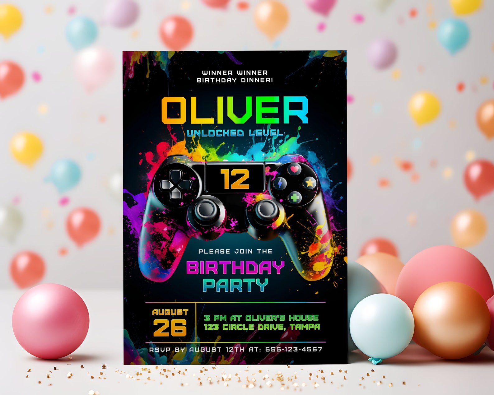 Editable Video Games Invitation, Gaming Invite, Gamer Birthday Party ...