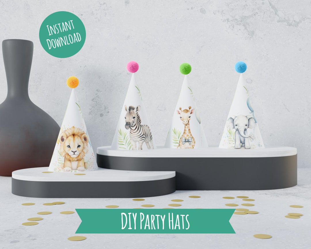 Printable Party Hats Party Animals Birthday Party Decor - Etsy