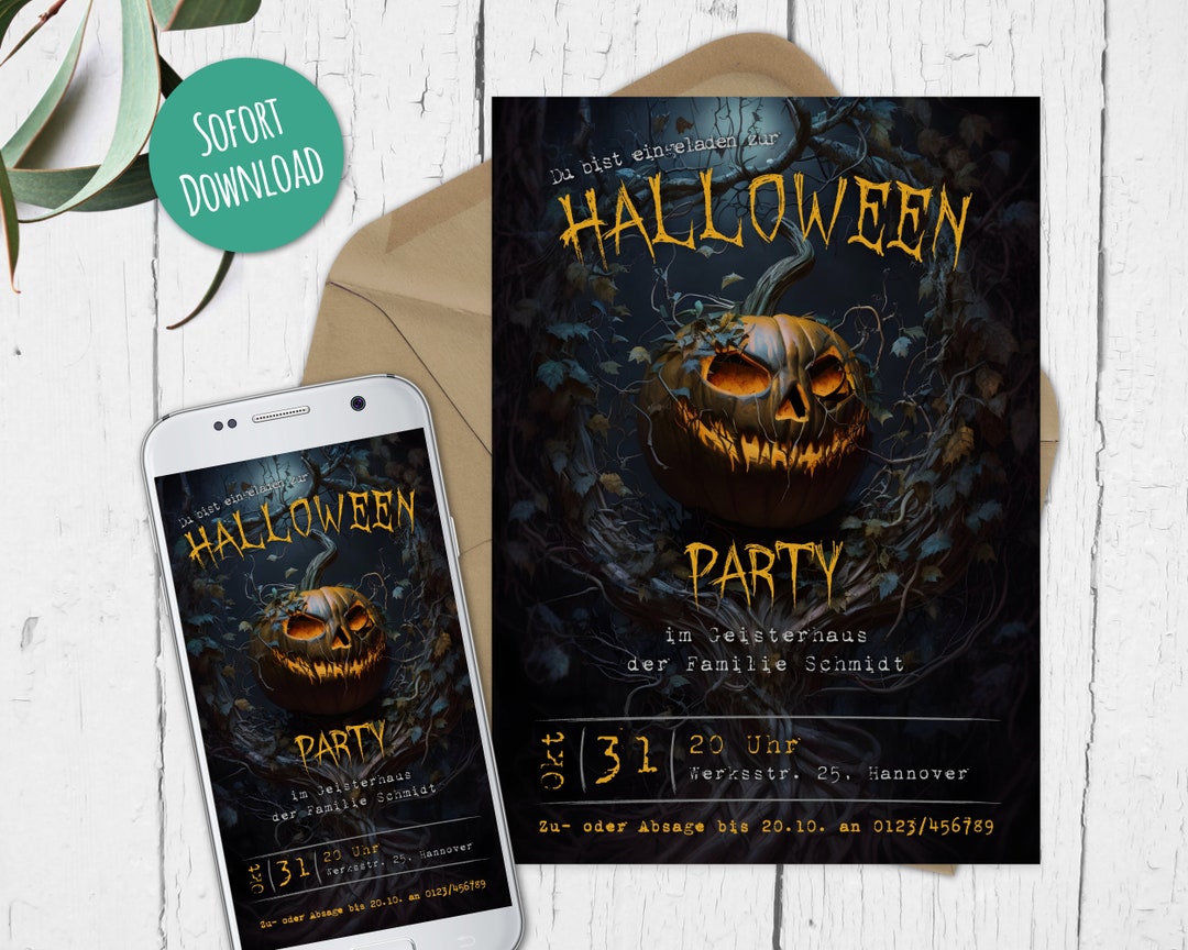 Editable Jack O Lantern Invitation Halloween Party German - Etsy Canada