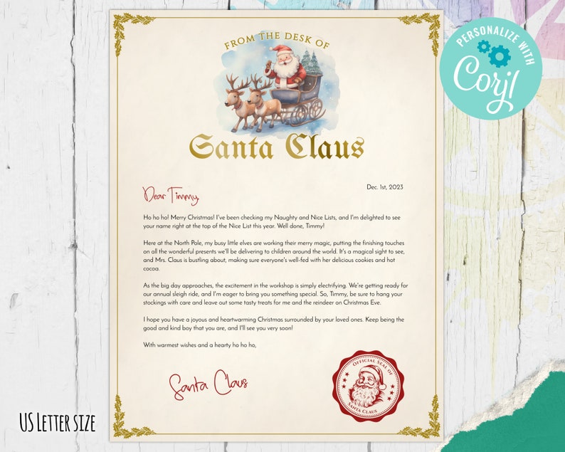 Editable Letter From Santa, Nice List Certificate, Christmas Gift Kids ...