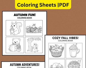 30 Cute Autumn Coloring Pages | Fall Printable Coloring Sheets for Kids & Adults | Cozy Fall Activities Digital Download