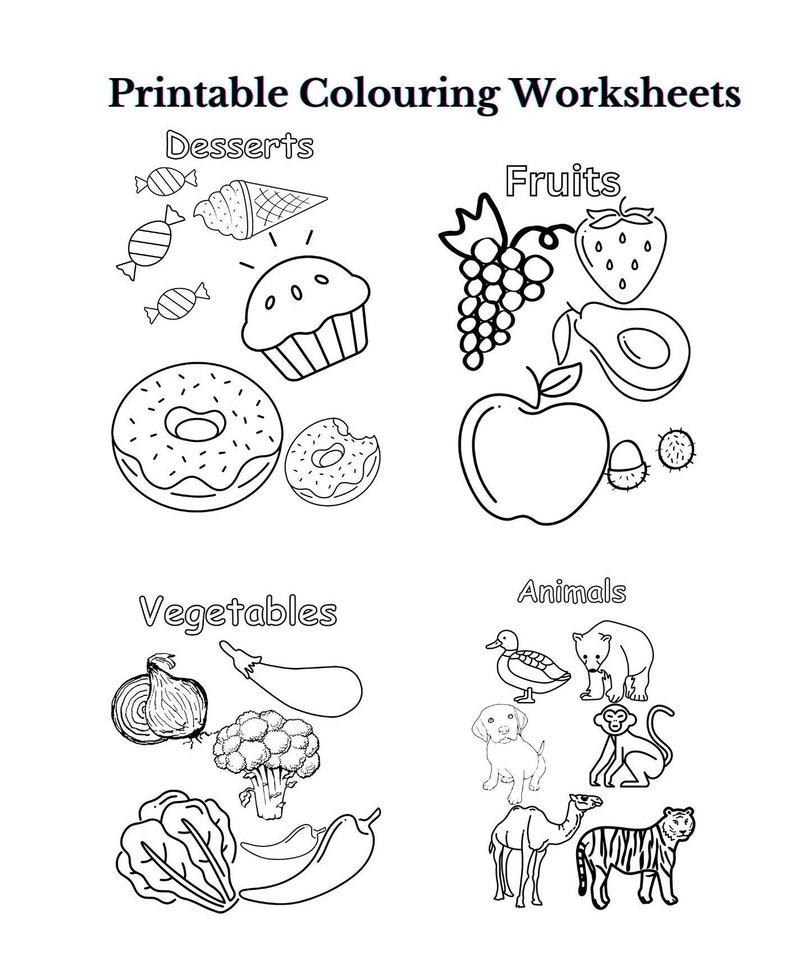 10 Printable Coloring Worksheets PDF A4 Size Etsy