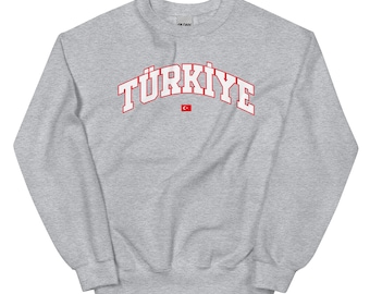 Turkish Flag Unisex Sweatshirt with Personalized Name: Celebrate Turkey's Heritage in Style | Handcrafted on Etsy