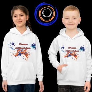 Modern Design White Hoodie  for boys and girls(AOP), Hoodie for kids, Hoodie for children, great gift hooded sweatshirt,streetwear clothing.