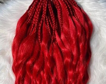 Red braids double ended, Ginger braids with loose ends, synthetic hair, rave braids, loose hair locks, fake hair, handmade braids