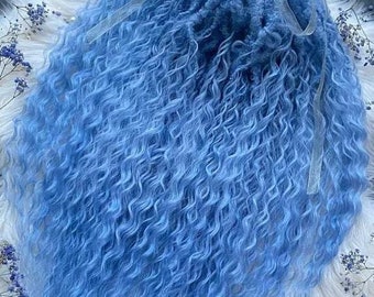 Himmelblaue lockige Dreads, handgemachte Dreadlocks, Set ombre Dreads, Doppelendige Dreads, Lockige synthetische Dreads, synthetisches Kanekalon Haar