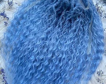 Hemelsblauwe gekrulde dreadlocks, handgemaakte dreadlocks, set ombre-dreadlocks, double-ended dreadlocks, gekrulde synthetische dreads, synthetisch kanekalonhaar