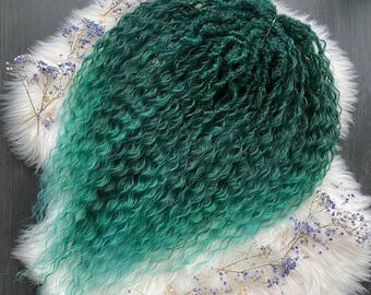 Mermaid green push-up locks, Cloudy dreadlocks, Ombre dreads, Double ended dreads, Synthetic hair, Synthetic fake locks, Kanekalon fake hair