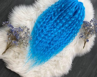 Sky blue voluminous cloudy dreadlocks: kanekalon blue curly hair