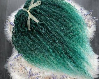 Mermaid green hair extensions, Ombre cloudy dreadlocks, Ombre braids, double ended dreads, de dreads, synthetic hair, synthetic fake locks