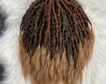 NEW TREND textured dreadlocks with goat hair, custom dreads, natural colour locks, dreadlock extensions, bohemian style, brown dreads