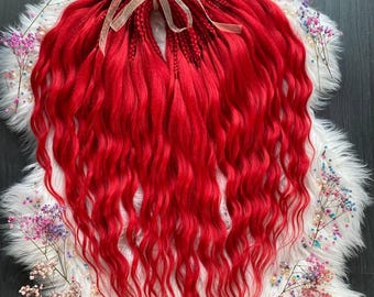 Red Kanekalon Braids: Curly Synthetic Hair Extensions, Fantasy Hair Look