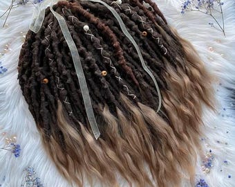 Aangepaste kastanjebruine getextureerde dreadlocks met geitenhaar, aangepaste dreadlocks, dreadlock-extensies, bruine dreads, dreadlocks, nepsloten, zachte lokken