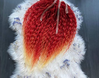 Extra volume ombre gekrulde dreadlocks, vurig oranje push-up lokken, Fox set DE Curly dreadlocks, synthetische hair extensions, de dread, nep lokken