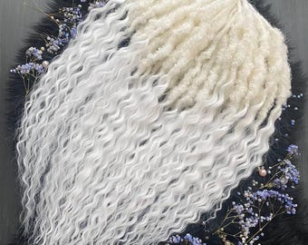White Curly Synthetic Dreads: Volume Fairy Locks Hair Extensions