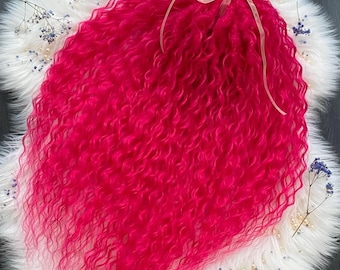 Vibrant pink volume cloudy dreadlocks, Double ended dreads, Pink curls, Synthetic fake locks, Set of dreadlocks, Curly synthetic Kanekalon