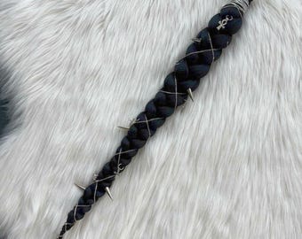 Extensión de cabello con trenza gótica con pinchos: Cosplay de Wednesday Addams