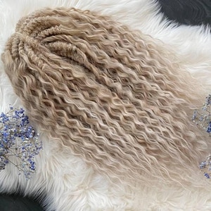 Curly blonde dreads, Full set of curly dreadlocks, Extra volume synthetic hair, ombre de dread, fake locks, Curly synthetic dreads