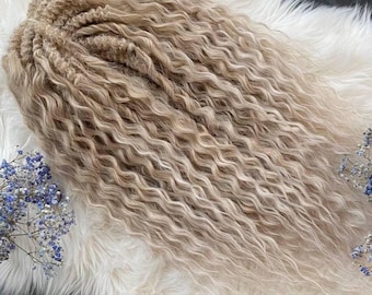 Blonde Curly Synthetic Dreads: Ombre Fake Locks, Full Volume