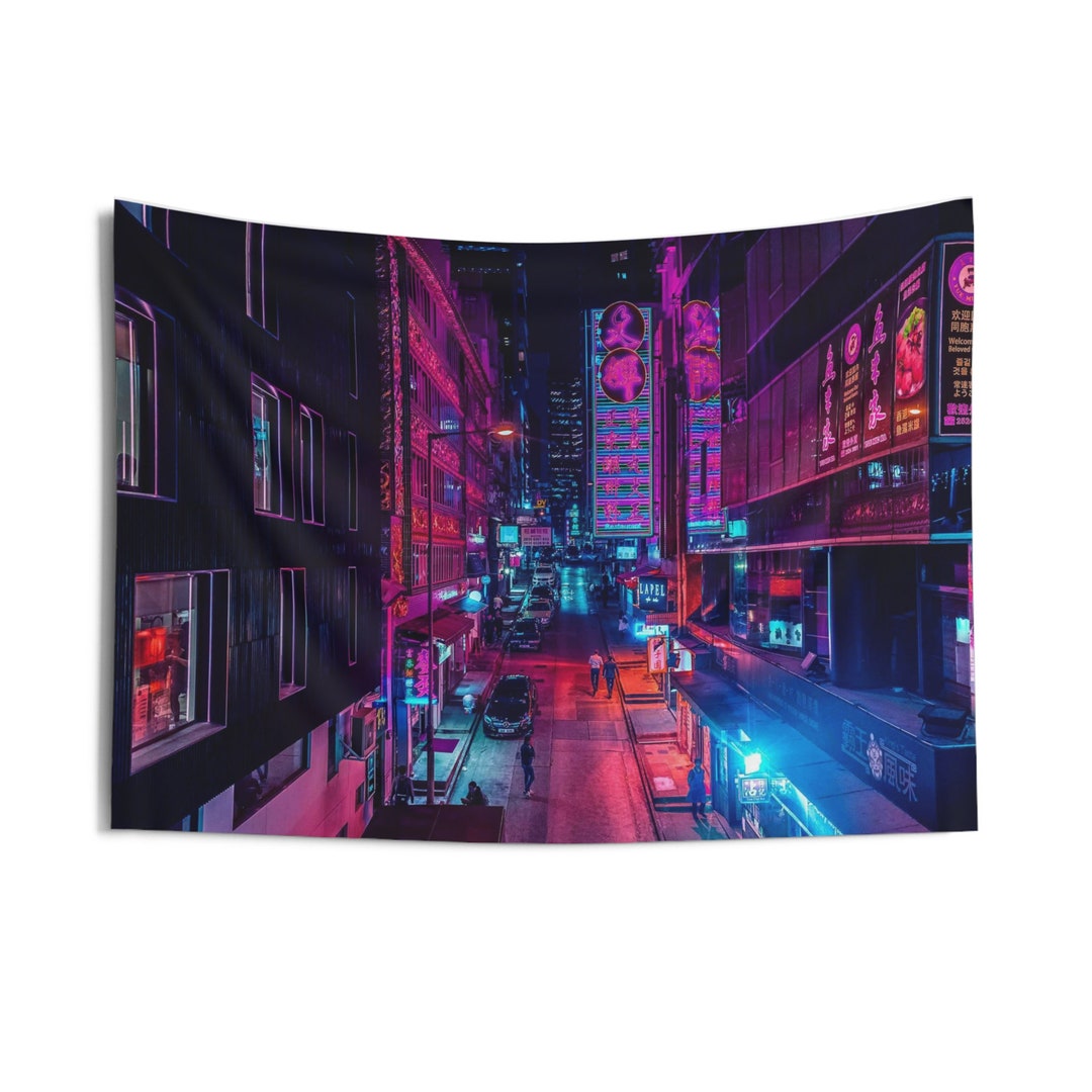 Cyberpunk Retro City Lights Tapestry - Etsy