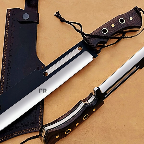 Hachoir/couteau machette : acier D2 forgé à la main chasse/camping/couteau de la jungle/cadeau personnalisé/cadeau de Pâques, + 1 cadeau de Pâques GRATUIT