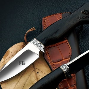 440c steel Hunting / Fishing / Camping knife with engraved Gurad / Gift for men&#39;s / Birthday Gift/ Anniversary gift + Get A Free Easter Gift