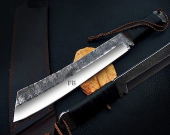 Rambo Machete IV 17&quot; Custom Handmade 1095 high carbon steel blade  / Hunting Camping jungle knife / Easter Gift, & + Get 1 FREE GIFT
