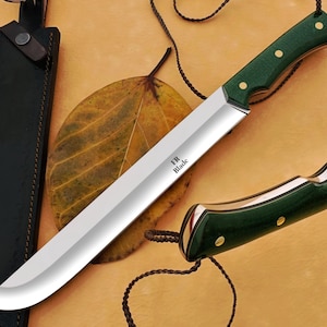 16&quot; Hand Forged D2 Tool Steel Machete With Canvas Micarta Handle Superior Quality and Unmatched Durability, Camping Knife, + Get A Free Gift