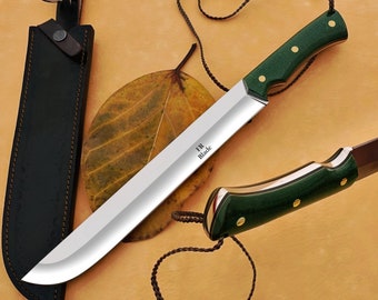 16&quot; Hand Forged D2 Tool Steel Machete With Canvas Micarta Handle Superior Quality and Unmatched Durability, Camping Knife, + Get A Free Gift